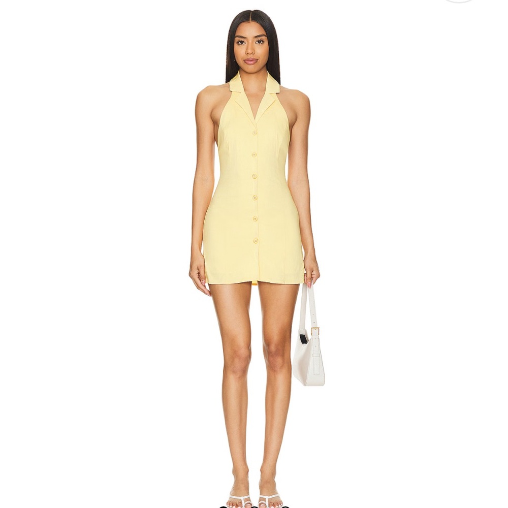 Revolve SNDYS button down halter mini dress